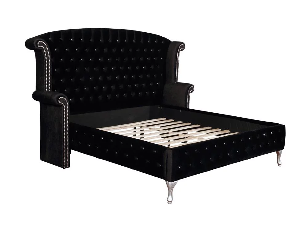 Coaster Deanna Tufted Upholstered California King Bed Black and Metallic-Color:Black.Finish:Black.Style:Contemporary