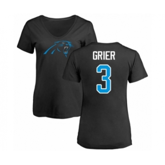 Football Women's Carolina Panthers #3 Will Grier Black Name & Number Logo Slim Fit T-Shirt