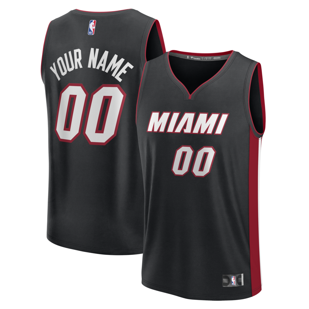 Men's Miami Heat Fanatics Black Fast Break Custom Jersey - Icon Edition