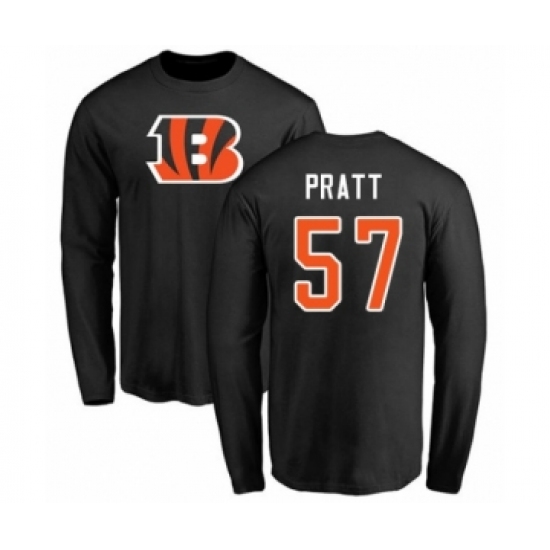 Football Cincinnati Bengals #57 Germaine Pratt Black Name & Number Logo Long Sleeve T-Shirt