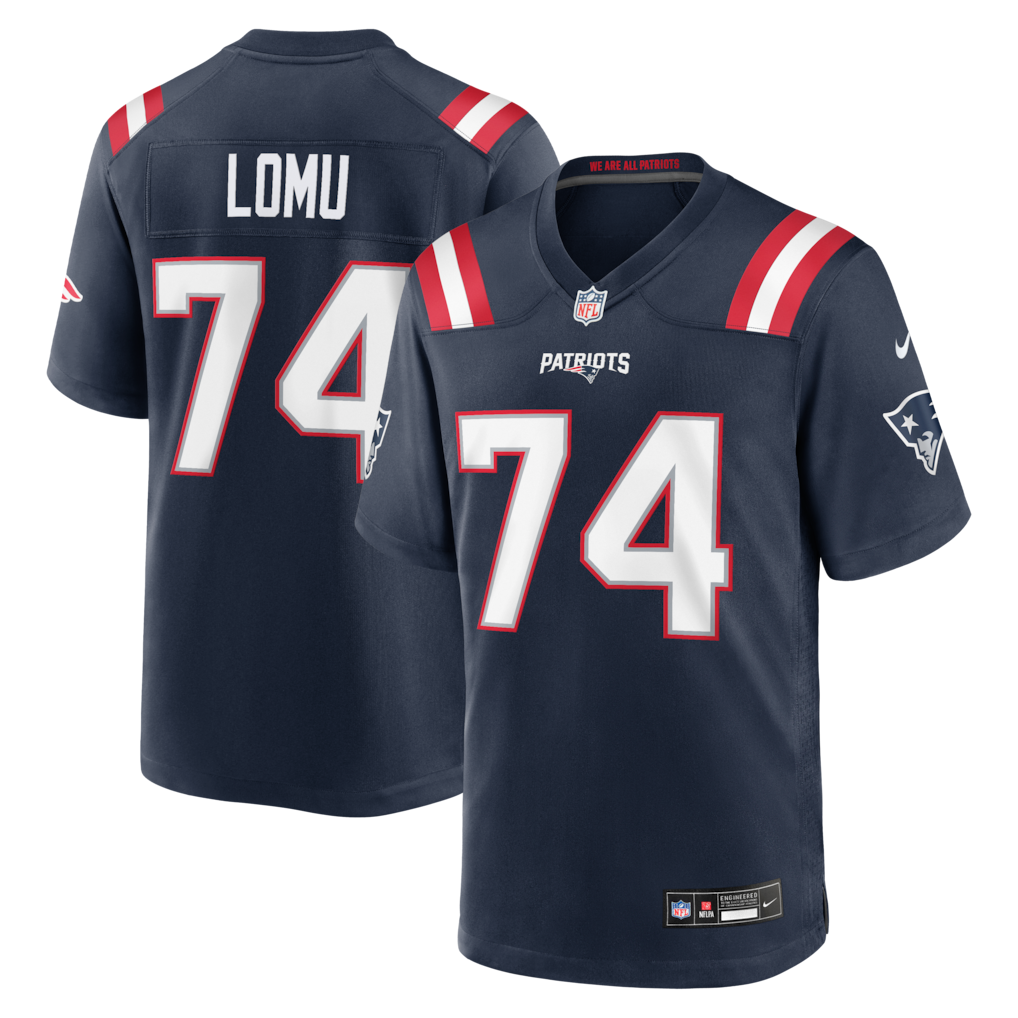 Men's New England Patriots Caleb Lomu Nike Navy 2026 NFL Draft First Round Pick No. 28 Team  Jersey
