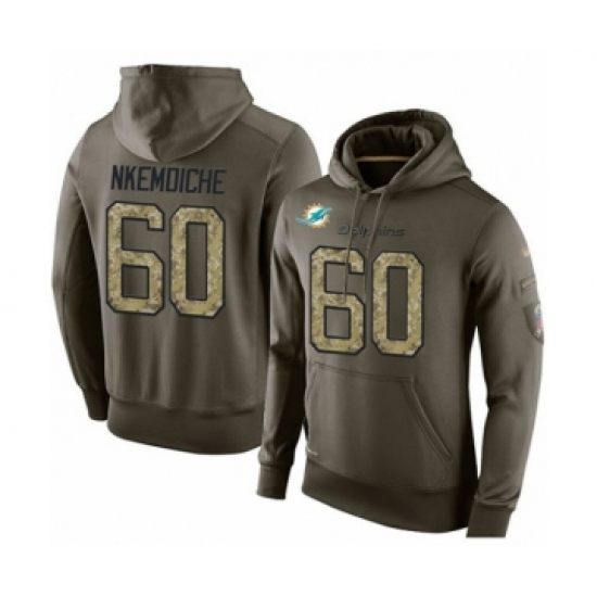 Football Miami Dolphins #60 Robert Nkemdiche Green Salute To Service Men's Pullover Hoodie