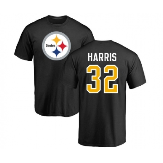Football Pittsburgh Steelers #32 Franco Harris Black Name & Number Logo T-Shirt