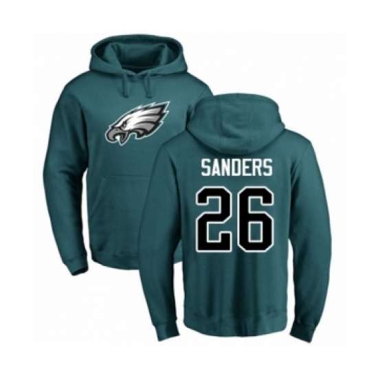 Philadelphia Eagles #26 Miles Sanders Green Name & Number Logo Pullover Hoodie