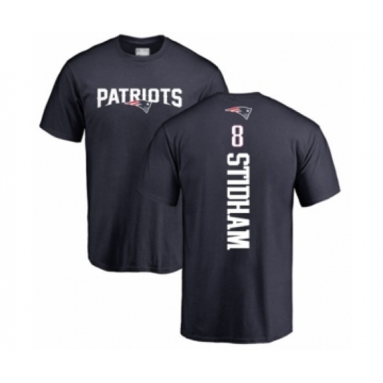 Football New England Patriots #8 Jarrett Stidham Navy Blue Backer T-Shirt