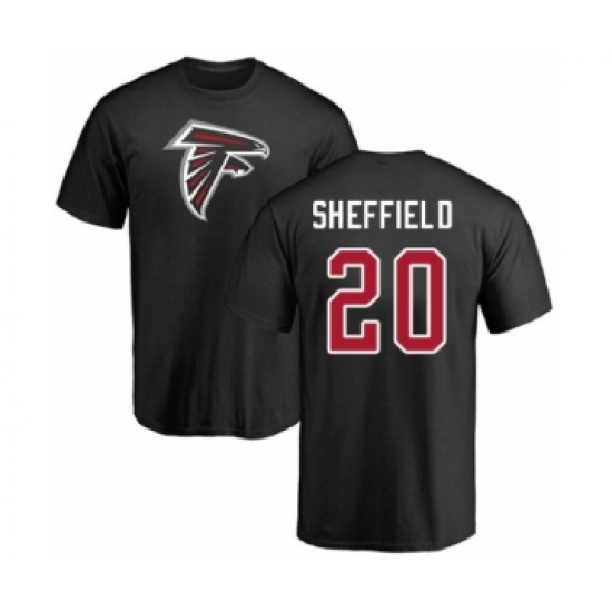 Football Atlanta Falcons #20 Kendall Sheffield Black Name & Number Logo T-Shirt
