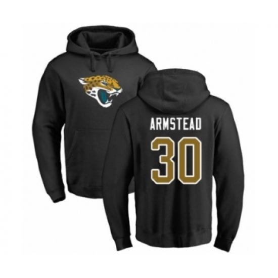 Football Jacksonville Jaguars #30 Ryquell Armstead Black Name & Number Logo Pullover Hoodie