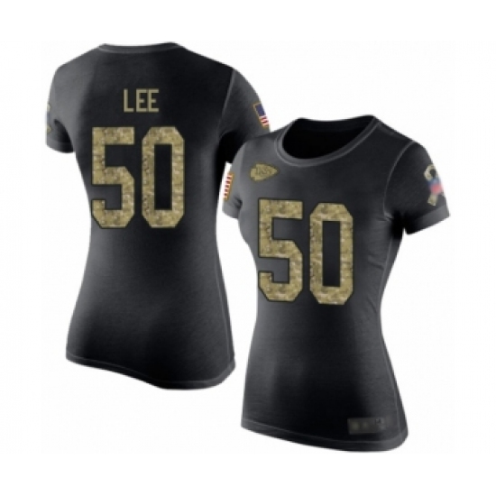 Football Women's Kansas City Chiefs #50 Darron Lee Black Camo Salute to Service T-Shirt