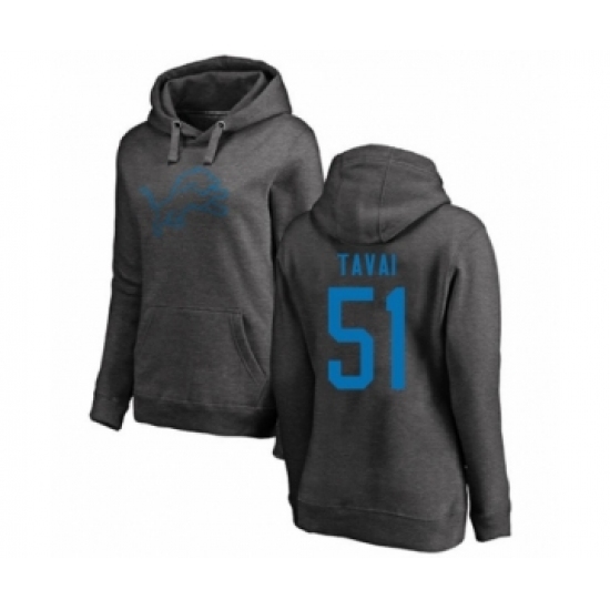 Football Women's Detroit Lions #51 Jahlani Tavai Ash One Color Pullover Hoodie