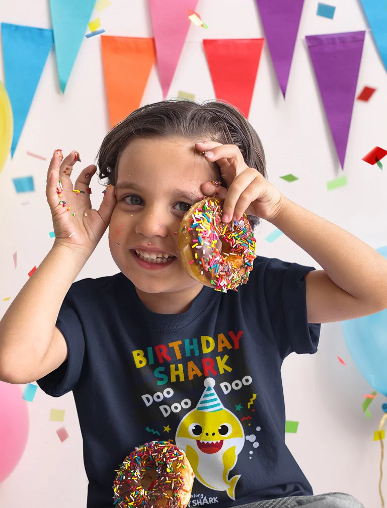Baby Shark Themed Birthday T-Shirt for Toddlers: Fun & Comfy - Perfect for Shark-Loving Boys and Girls' Birthday Celebrations 2T Navy - Curated Treasures Market