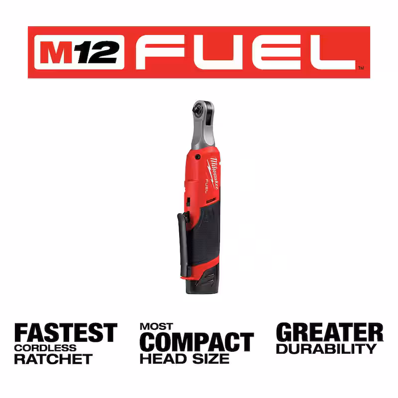 M12 FUEL 12V Cordless High Speed 1/4 in. Ratchet Kit with 1/4 in. Drive Metric Deep Well Impact Socket Set(14-Piece)