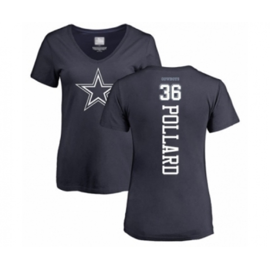 Football Women's Dallas Cowboys #36 Tony Pollard Navy Blue Backer T-Shirt