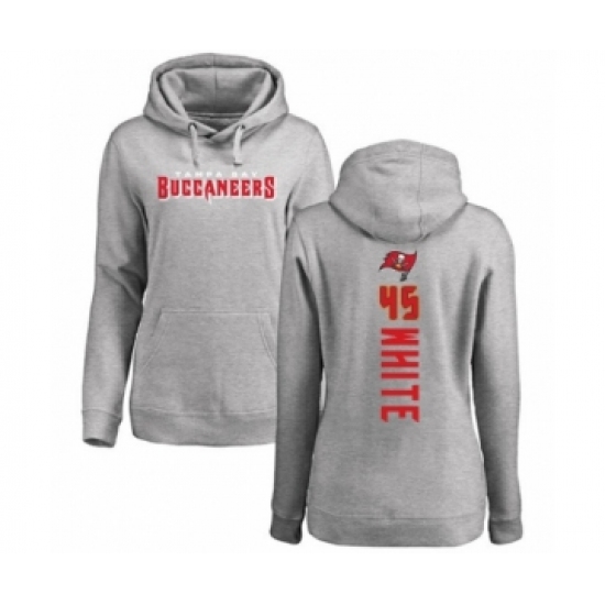 Football Women's Tampa Bay Buccaneers #45 Devin White Ash Backer Pullover Hoodie