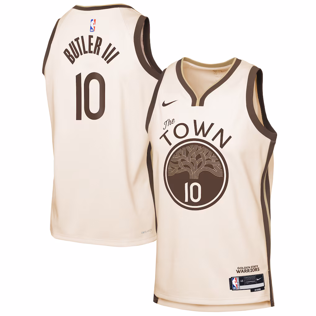 Youth Golden State Warriors Jimmy Butler III Nike Tan 2025/26 City Edition Swingman Jersey