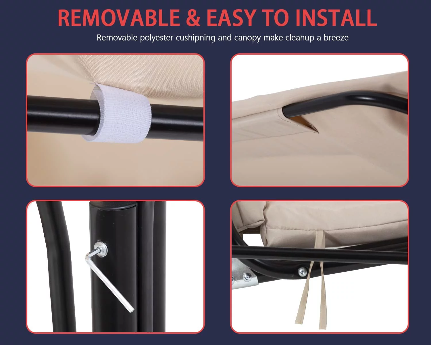 FDW New Canopy Porch Swing Glider Hammock Chair,Beige - Curated Treasures Market