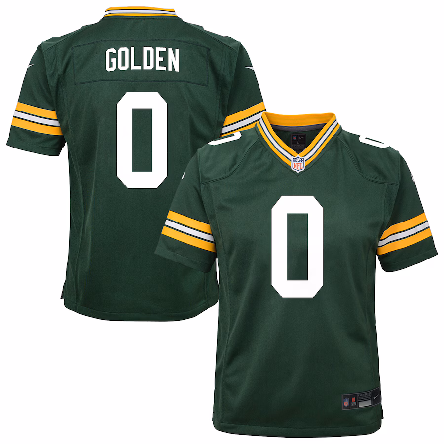 Youth Green Bay Packers Matthew Golden Nike Green Team Game Jersey