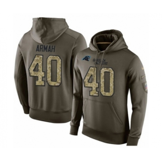 Football Carolina Panthers #40 Alex Armah Green Salute To Service Men's Pullover Hoodie