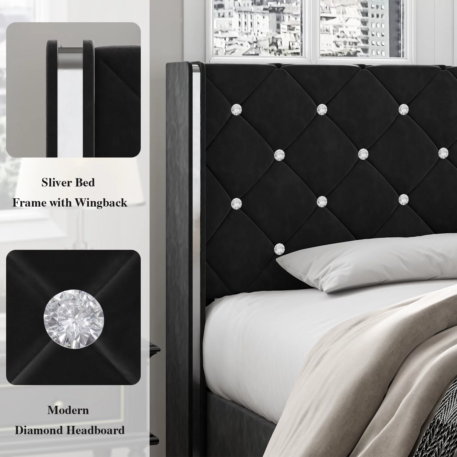 4 EVER WINNER Full Size Lift Up Storage Bed Frame, Modern Black Bed Frame with Headboard, Under bed Storage, Beige - Curated Treasures Market