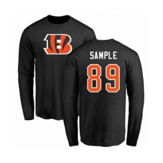 Football Cincinnati Bengals #89 Drew Sample Black Name & Number Logo Long Sleeve T-Shirt