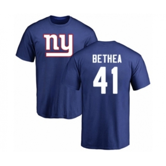 Football New York Giants #41 Antoine Bethea Royal Blue Name & Number Logo T-Shirt
