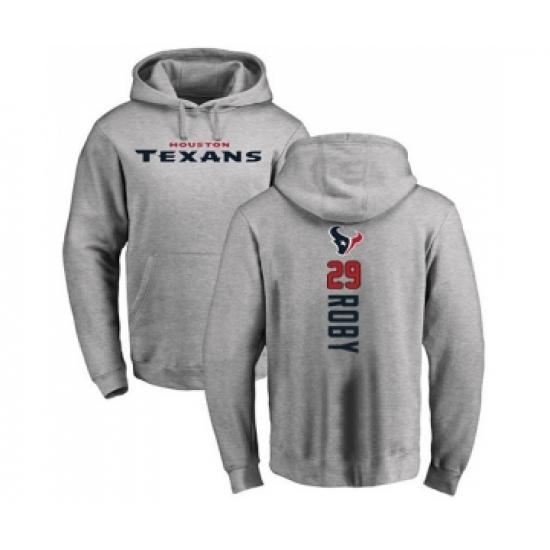 Football Houston Texans #29 Bradley Roby Ash Backer Pullover Hoodie