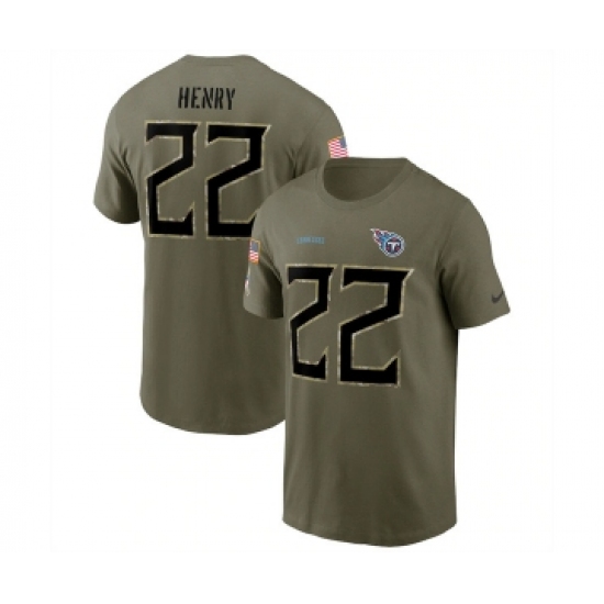 Men's Tennessee Titans #22 Derrick Henry 2022 Olive Salute to Service T-Shirt