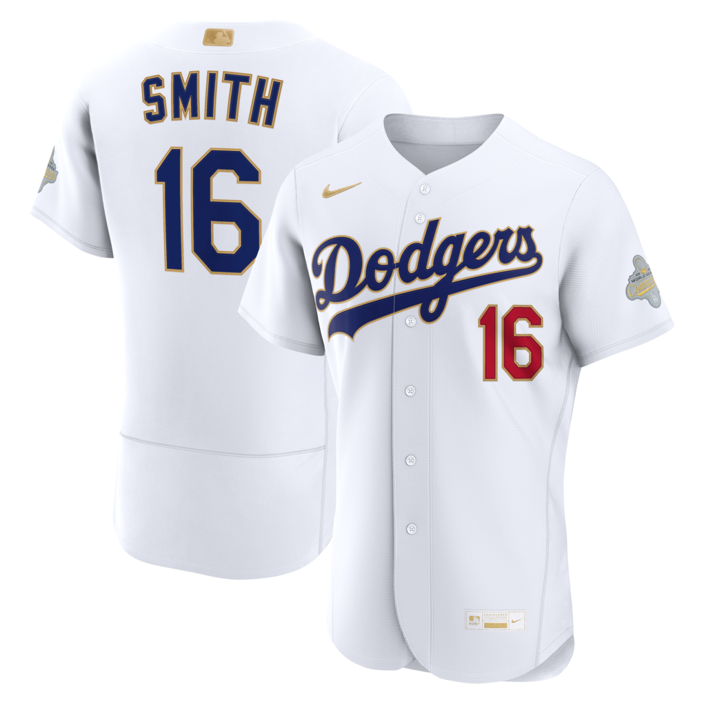 Men's Los Angeles Dodgers Will Smith Nike White 2026 Gold Collection Authentic Jersey