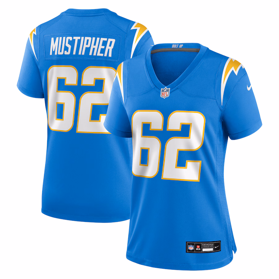 Women's Los Angeles Chargers Sam Mustipher Nike Powder Blue Team Game Jersey