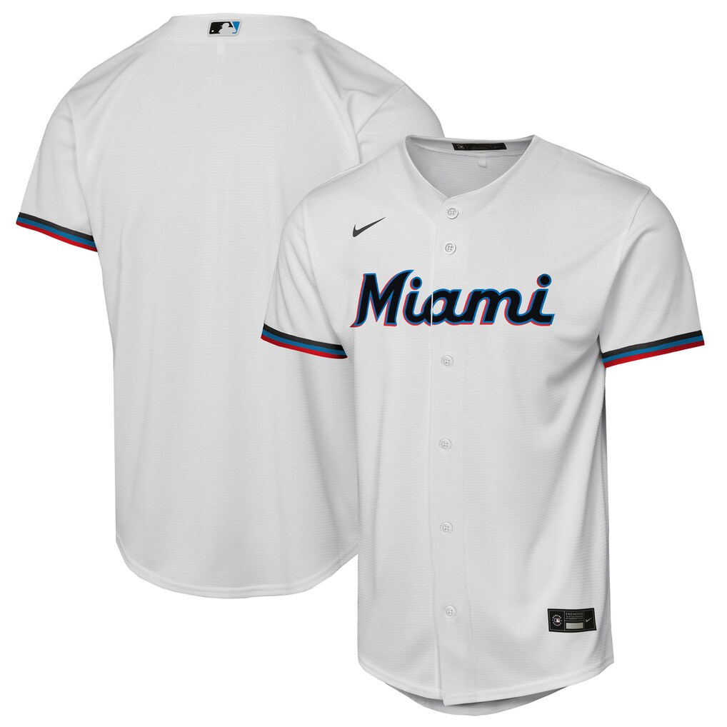 Youth Miami Marlins  Nike White Home Replica Jersey