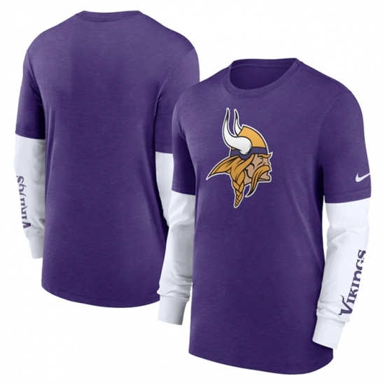 Men's Minnesota Vikings Heather Purple Slub Fashion Long Sleeve T Shirt