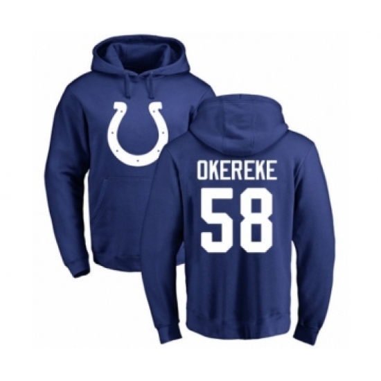 Football Indianapolis Colts #58 Bobby Okereke Royal Blue Name & Number Logo Pullover Hoodie