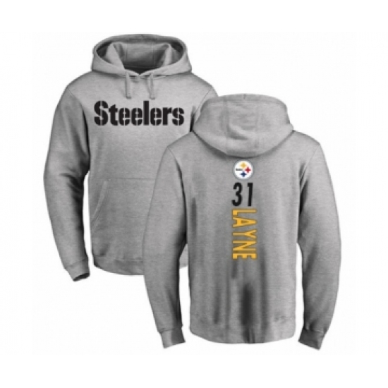 Pittsburgh Steelers #31 Justin Layne Ash Backer Pullover Hoodie