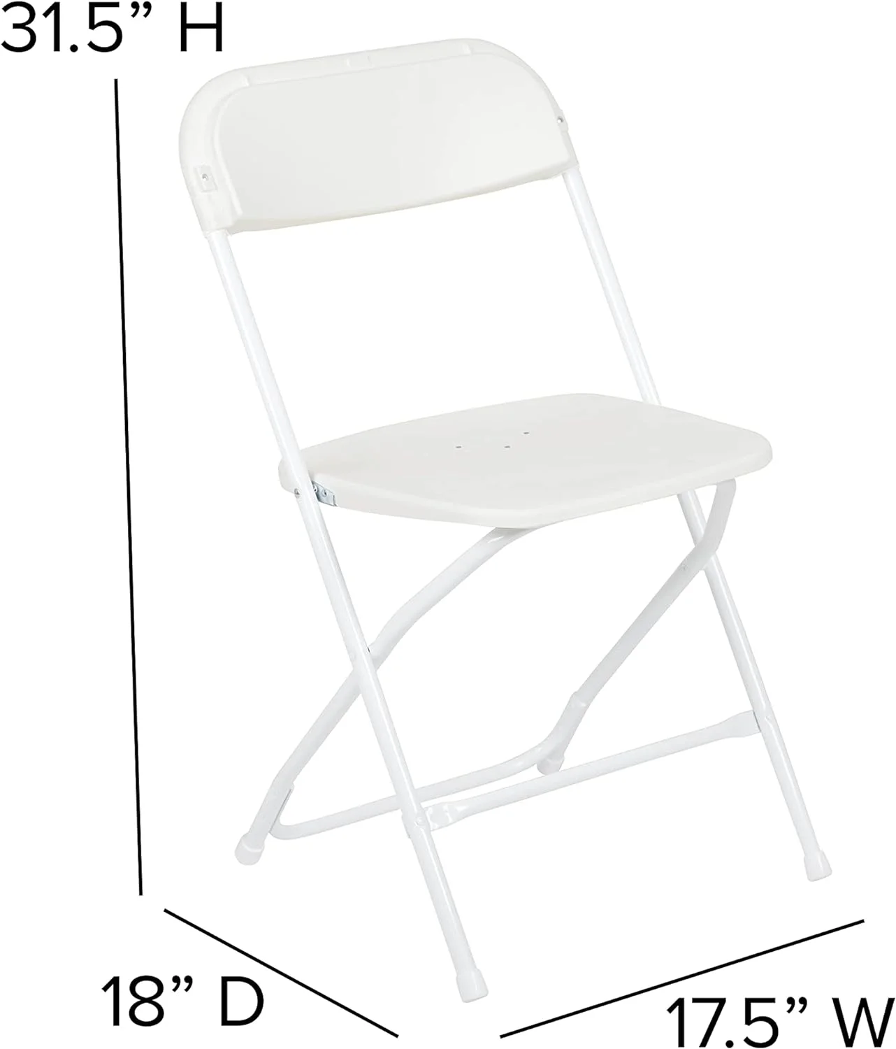 Hercules Series Plastic Folding Chairs for Parties and Weddings, Stackable Commercial Event Seats with 650-lb. Static Weight Capacity, Set of 6, White - Curated Treasures Market