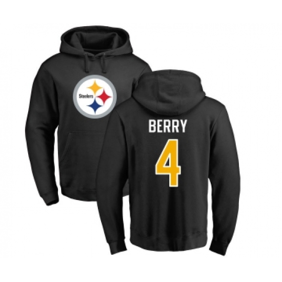 Football Pittsburgh Steelers #4 Jordan Berry Black Name & Number Logo Pullover Hoodie