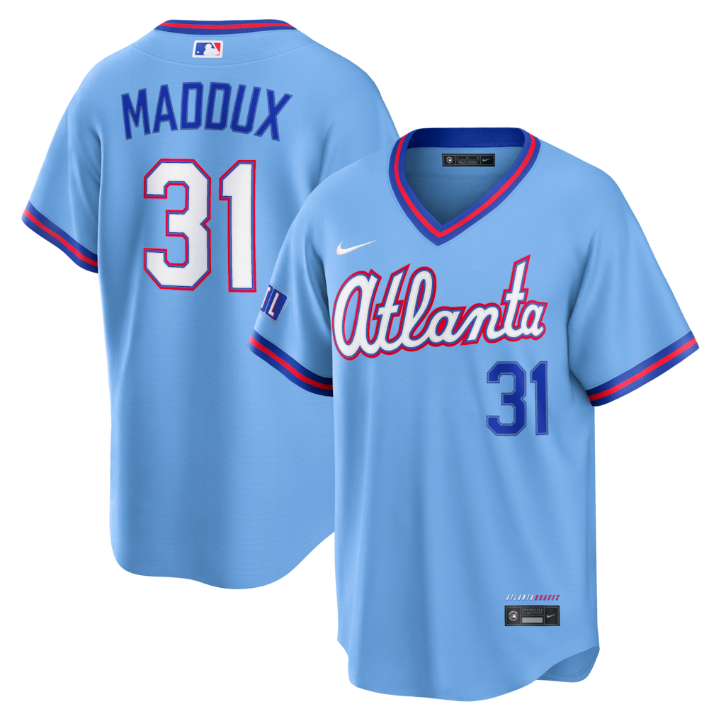 Men's Atlanta Braves Greg Maddux Nike Powder Blue 2026 City Connect Stadium Jersey
