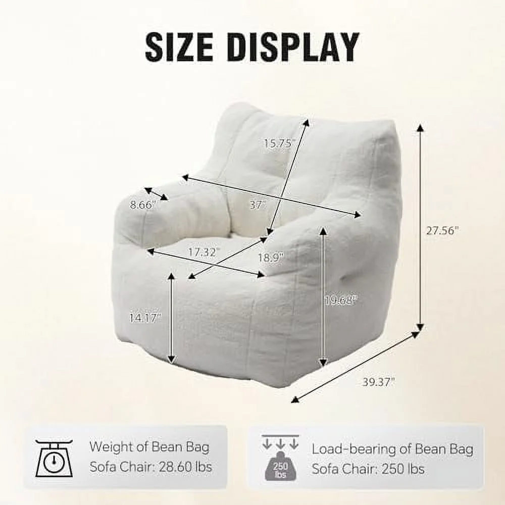 TJCGDTY Bean Bag Chair  Ultra Soft Teddy Fabric Bean Bag Chair with Filler  Lazy Sofa Beanbag Chairs for Adults    Teens  Modern Accent Comfy Leisure Sofa Chair for Bedroom  Living Room(I - Curated Treasures Market