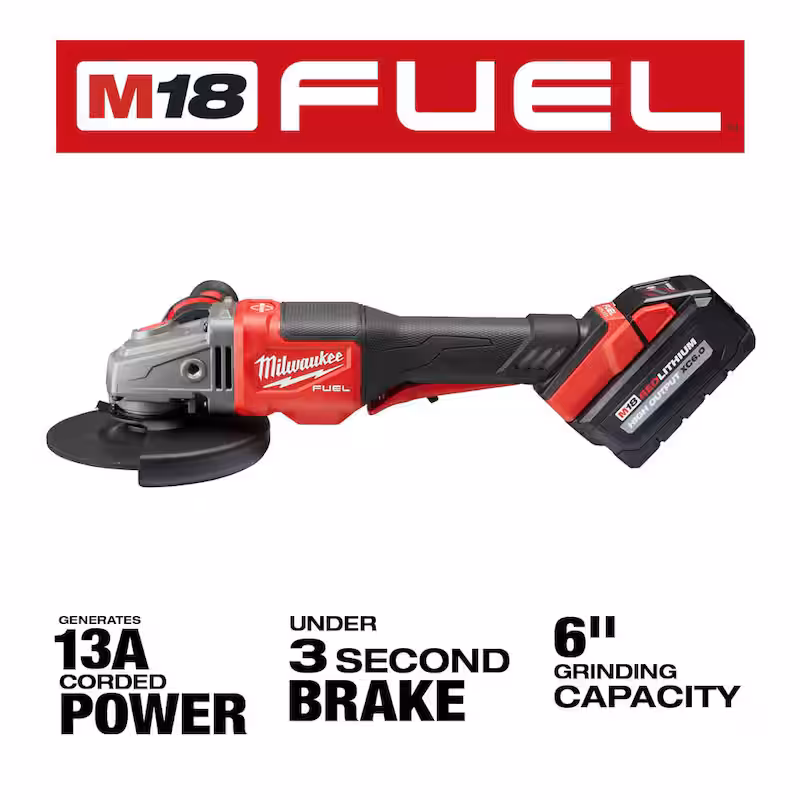 M18 FUEL 18V Lithium-Ion Brushless Cordless 4-1/2 in./6 in. Grinder with Paddle Switch Kit and Two 6.0 Ah Battery