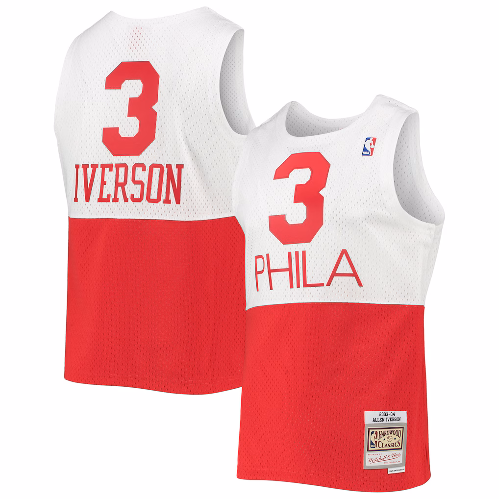 Men's Philadelphia 76ers Allen Iverson Mitchell & Ness White 2003/2004 Hardwood Classics Swingman Jersey