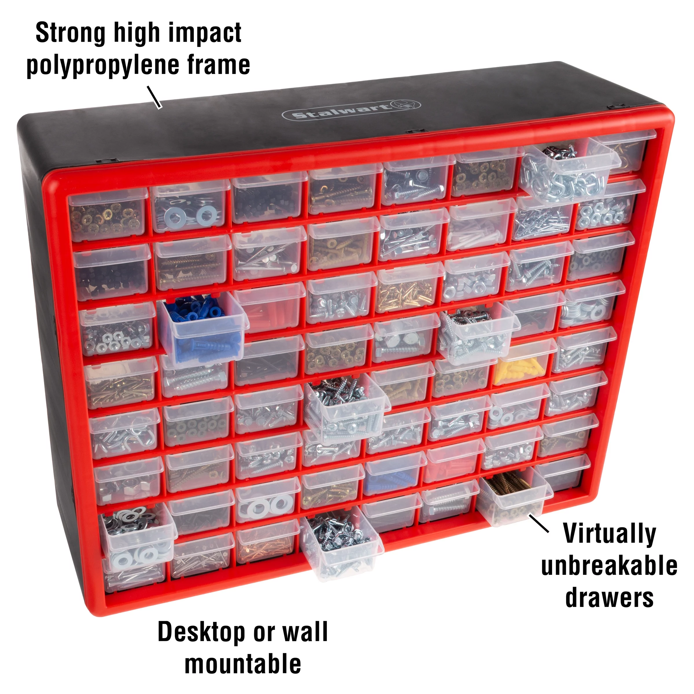 24 Drawer Storage Cabinet- Compartment Plastic Organizer- Desktop or Wall Mount Container for Hardware Parts Crafts Beads & Tools by Stalwart