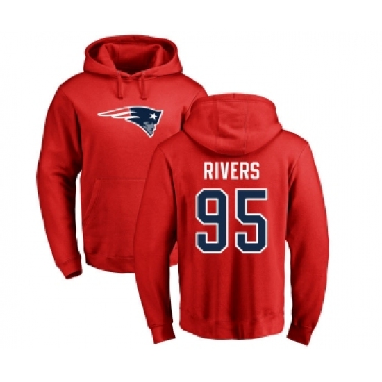 Football New England Patriots #95 Derek Rivers Red Name & Number Logo Pullover Hoodie