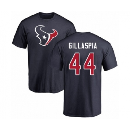 Football Houston Texans #44 Cullen Gillaspia Navy Blue Name & Number Logo T-Shirt