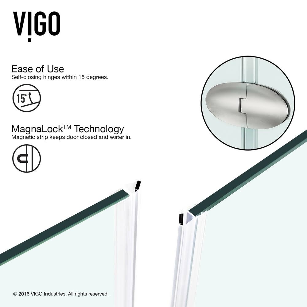 Vigo VG6061CHCL36WS Verona Frameless Neo-Angle Shower Enclosure with Low-Profile Base