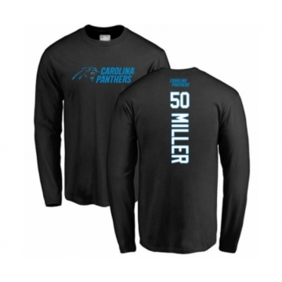 Football Carolina Panthers #50 Christian Miller Black Backer Long Sleeve T-Shirt