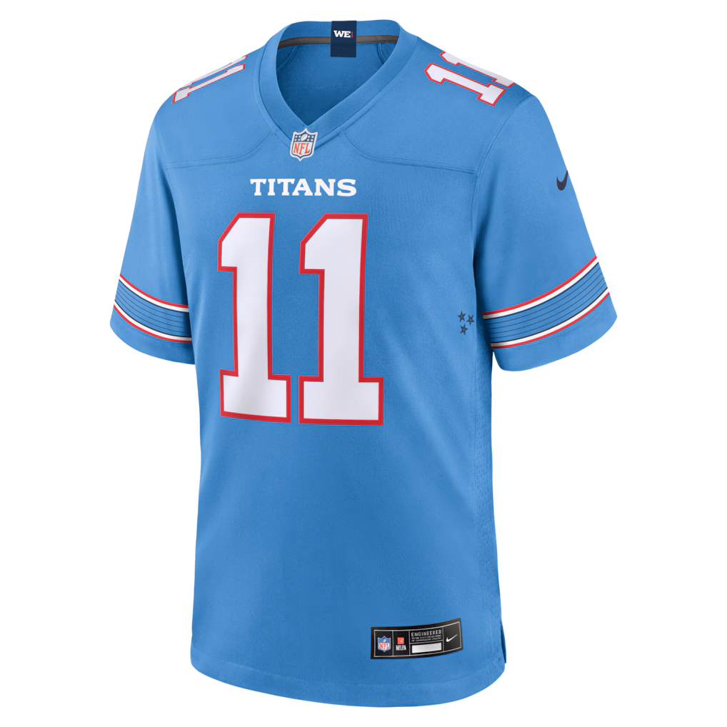 Men's Tennessee Titans Jermaine Johnson II  Nike Light Blue Vapor F.U.S.E. Stitched Limited Jersey