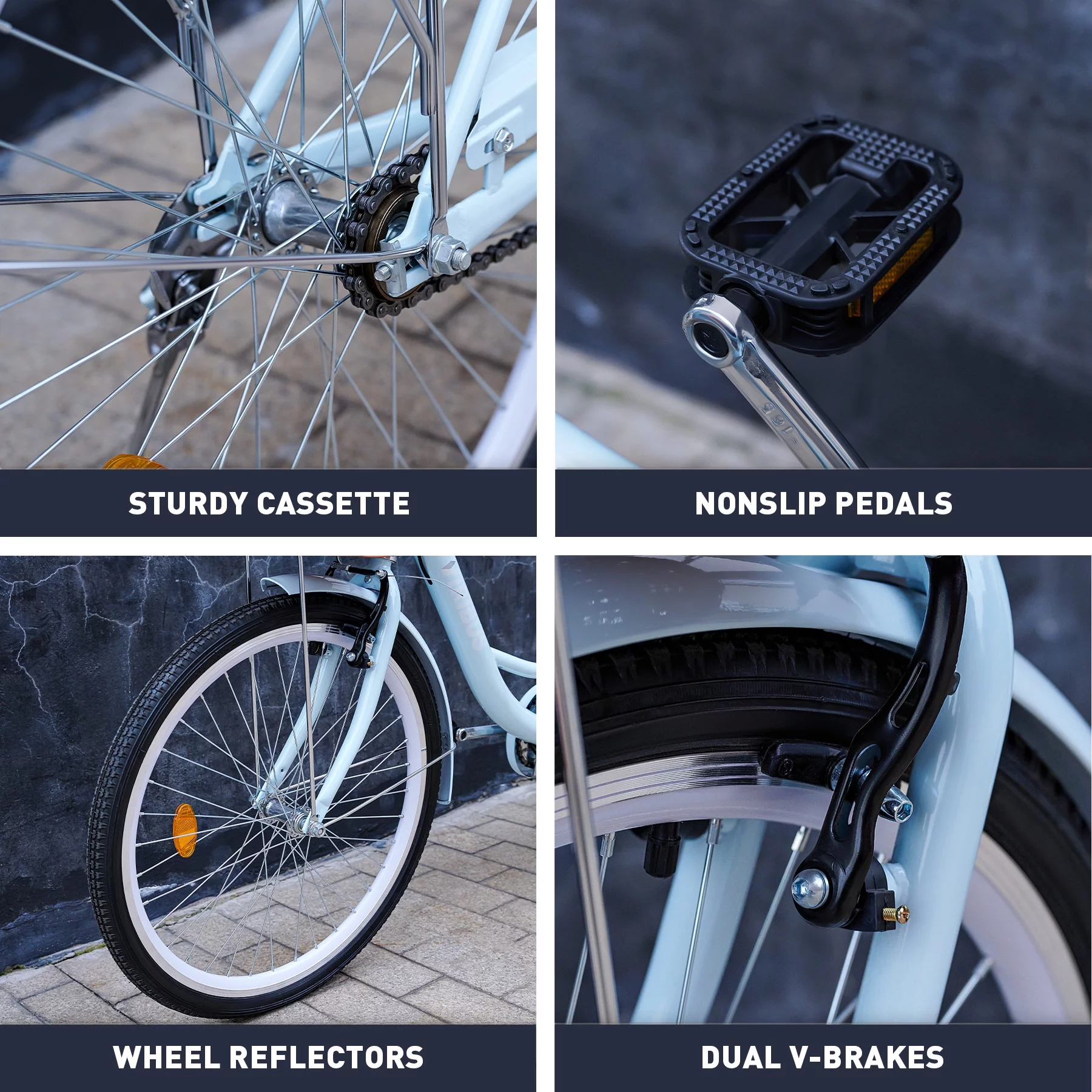 Viribus Women's Comfort Bike 26 Inch Beach & City Cruiser Bicycle with Basket Rack Mint