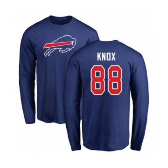 Football Buffalo Bills #88 Dawson Knox Royal Blue Name & Number Logo Long Sleeve T-Shirt