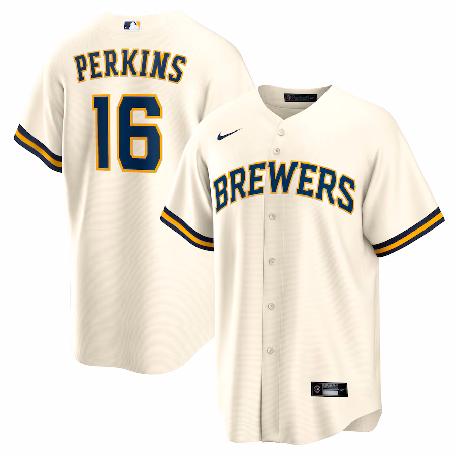 Men's Milwaukee Brewers Blake Perkins Nike Cream Home Replica Jersey