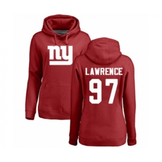 Football Women's New York Giants #97 Dexter Lawrence Red Name & Number Logo Pullover Hoodie