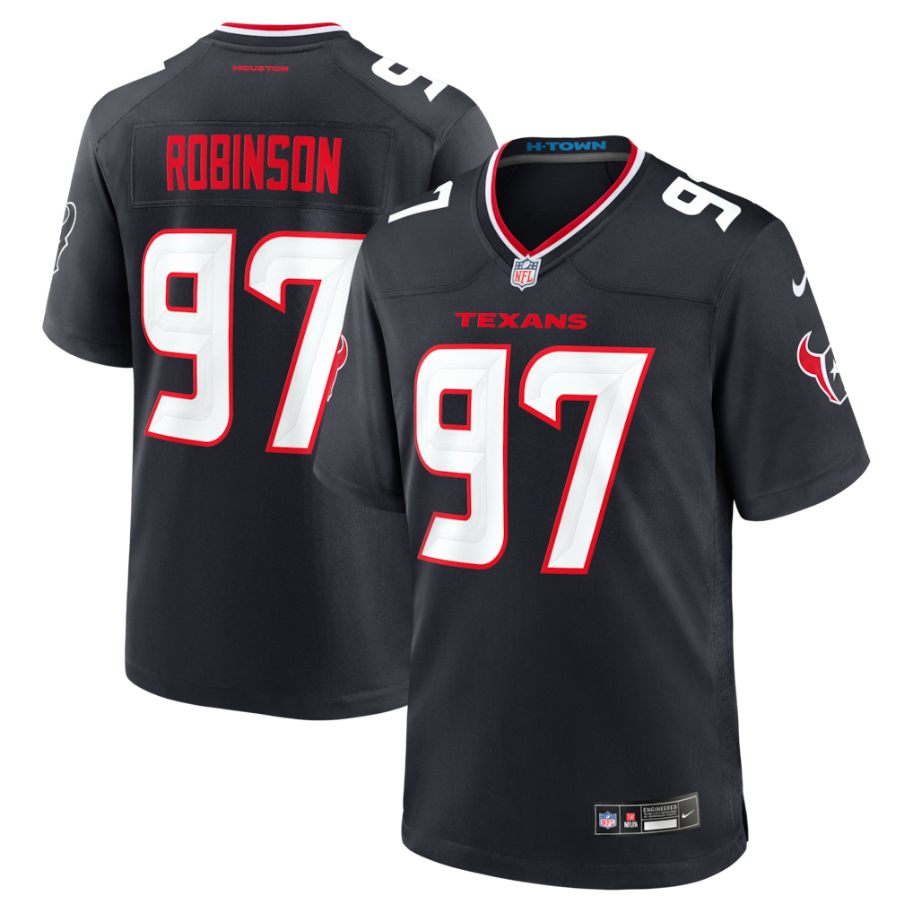 Men's Houston Texans Dominique Robinson Nike Navy Team Game Jersey