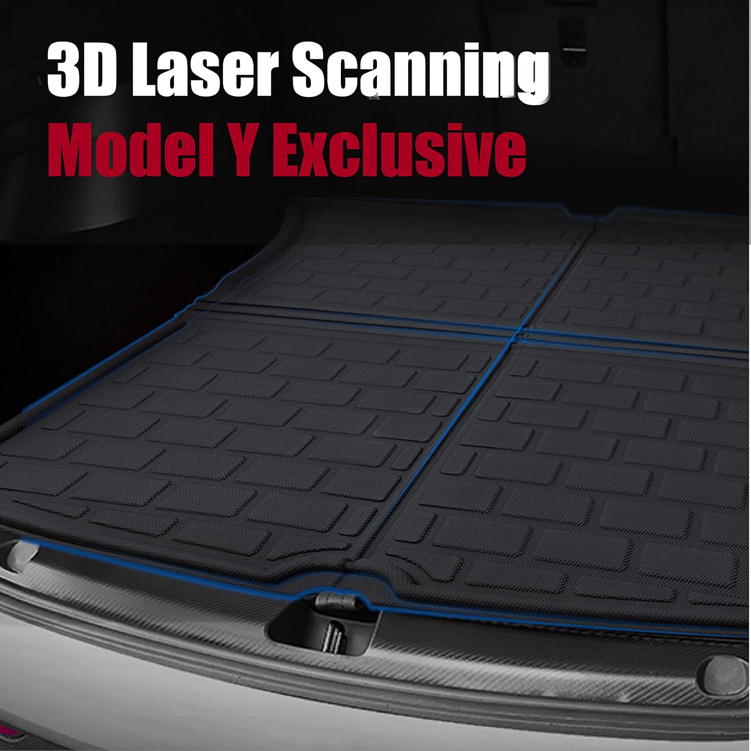 Tesla Model Y Trunk Mat Cargo Mat 2022 2021 2020, Waterproof Anti-Slip Cargo Liner Trunk Liner Custom Fit for Tesla Model Y 5-Seater Accessories (3 Pack Trunk Mat)